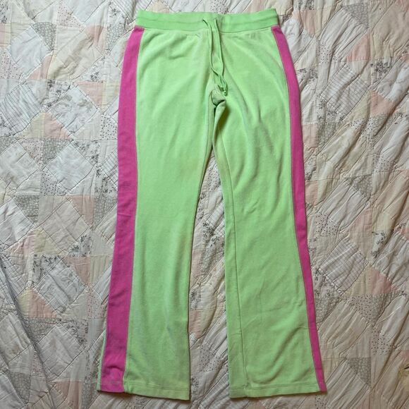 lilly pulitzer vintage y2k green and pink flare pants butt pocket size small - Picture 1 of 8